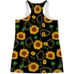 Sunflower Polygonal Pattern Print Women's Racerback Tank Top