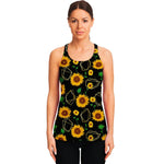 Sunflower Polygonal Pattern Print Women's Racerback Tank Top
