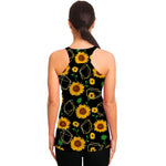 Sunflower Polygonal Pattern Print Women's Racerback Tank Top