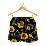 Sunflower Polygonal Pattern Print Women's Shorts