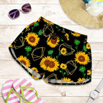 Sunflower Polygonal Pattern Print Women's Shorts