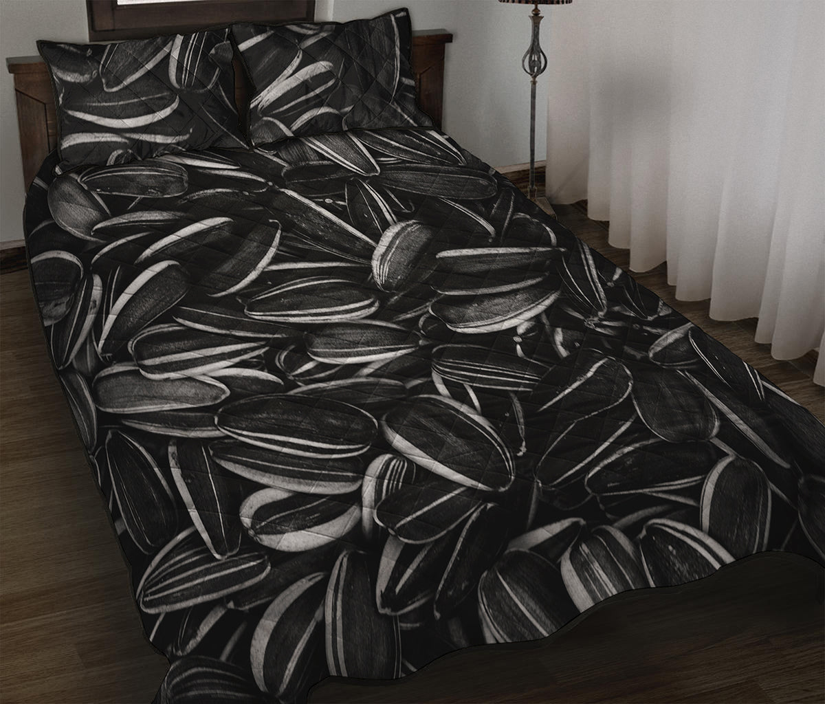 Sunflower Seeds Print Quilt Bed Set