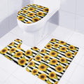 Sunflower Striped Pattern Print 3 Piece Bath Mat Set