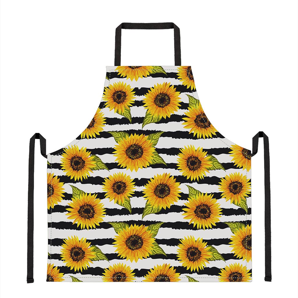 Sunflower Striped Pattern Print Apron