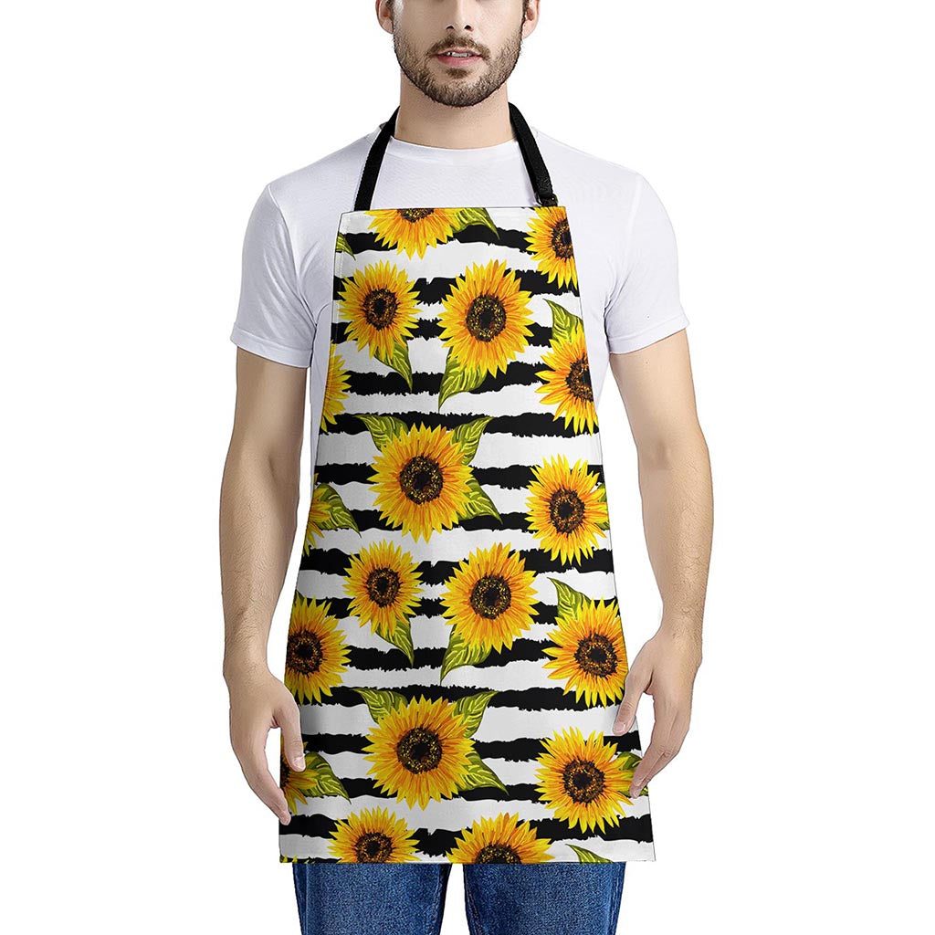 Sunflower Striped Pattern Print Apron