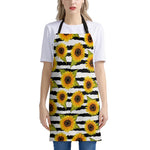 Sunflower Striped Pattern Print Apron