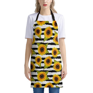 Sunflower Striped Pattern Print Apron