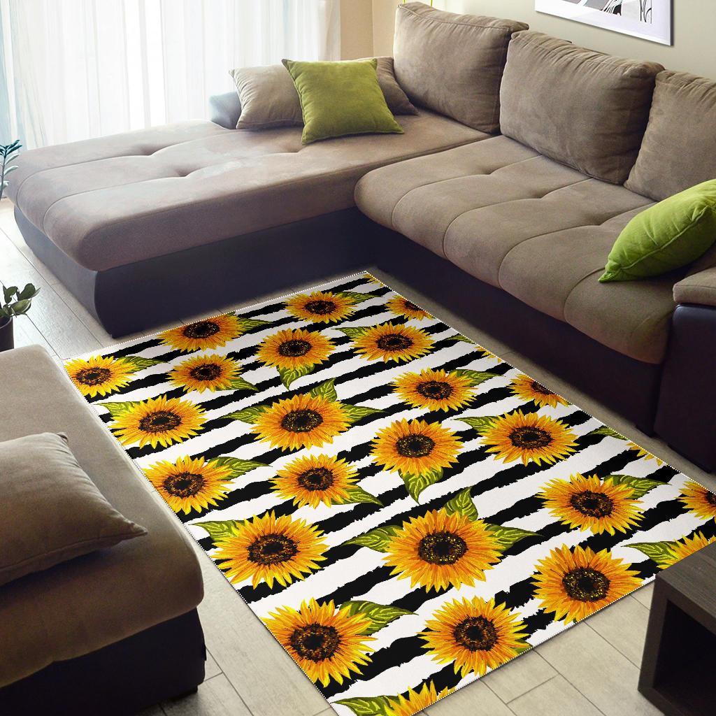 Sunflower Striped Pattern Print Area Rug GearFrost