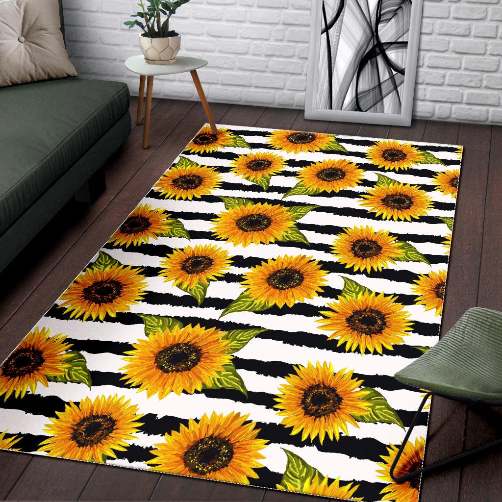Sunflower Striped Pattern Print Area Rug GearFrost