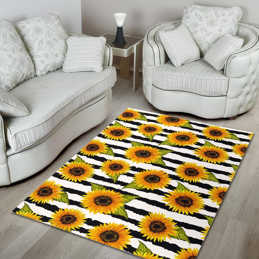 Sunflower Striped Pattern Print Area Rug GearFrost