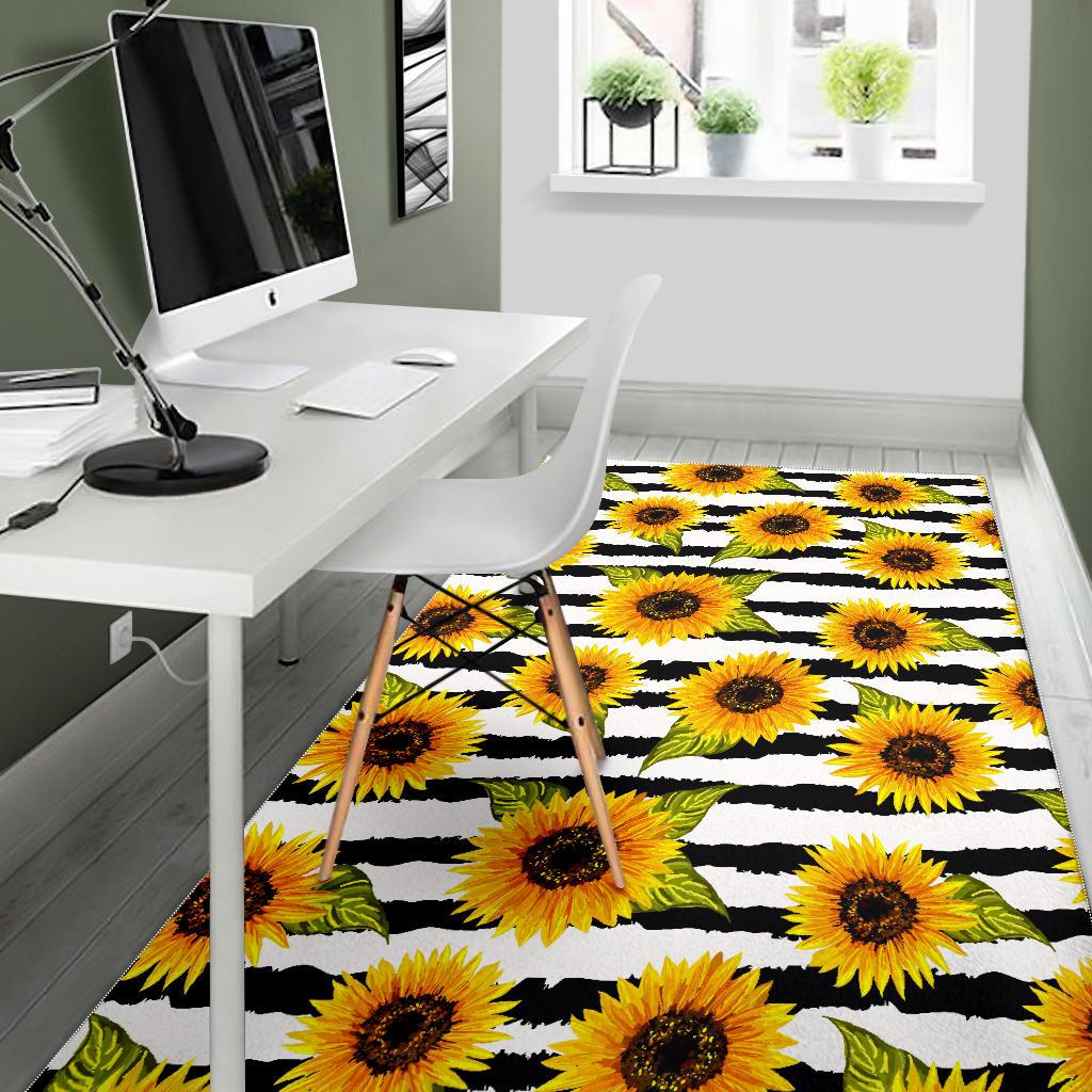 Sunflower Striped Pattern Print Area Rug GearFrost