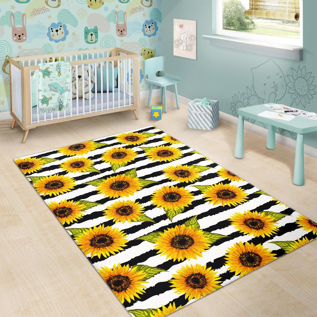 Sunflower Striped Pattern Print Area Rug GearFrost