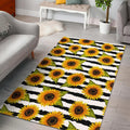 Sunflower Striped Pattern Print Floor Mat