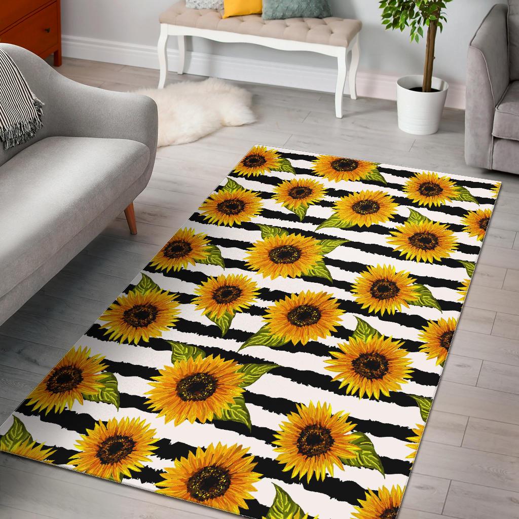 Sunflower Striped Pattern Print Area Rug GearFrost