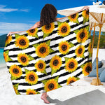 Sunflower Striped Pattern Print Beach Sarong Wrap