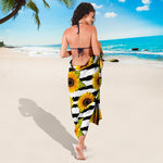 Sunflower Striped Pattern Print Beach Sarong Wrap
