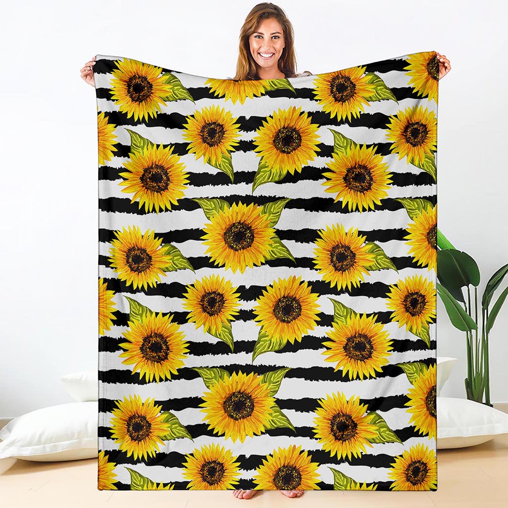 Sunflower Striped Pattern Print Blanket