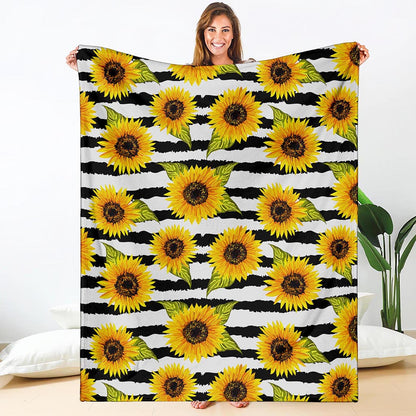 Sunflower Striped Pattern Print Blanket