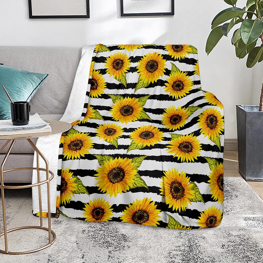 Sunflower Striped Pattern Print Blanket