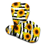 Sunflower Striped Pattern Print Boxing Gloves