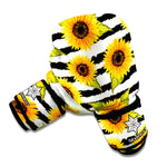 Sunflower Striped Pattern Print Boxing Gloves