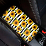 Sunflower Striped Pattern Print Car Center Console Cover