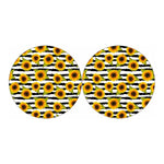Sunflower Striped Pattern Print Car Coasters