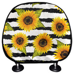 Sunflower Striped Pattern Print Car Headrest Covers