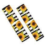 Sunflower Striped Pattern Print Car Seat Belt Covers