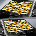 Sunflower Striped Pattern Print Car Sun Shade GearFrost