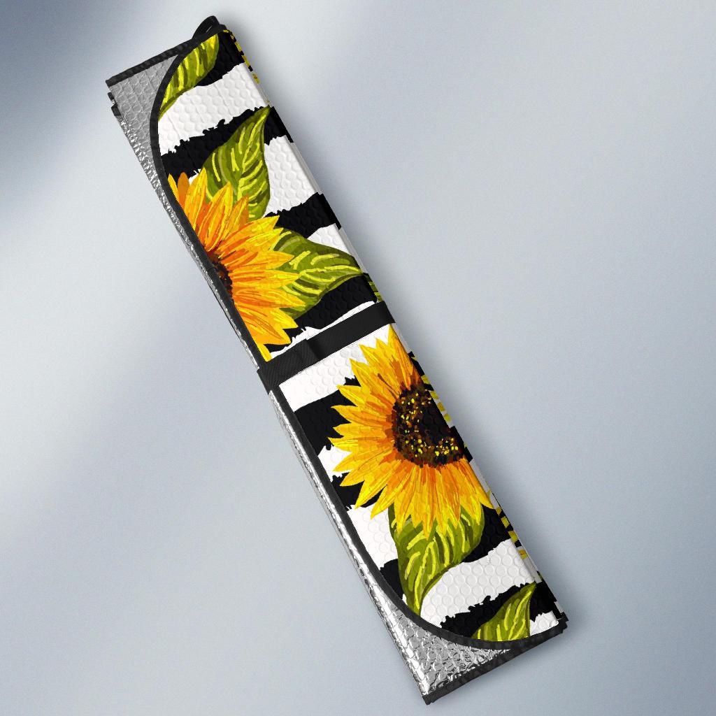Sunflower Striped Pattern Print Car Sun Shade GearFrost