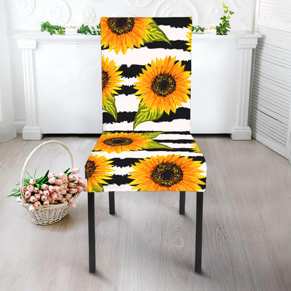 Sunflower Striped Pattern Print Dining Chair Slipcover