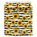Sunflower Striped Pattern Print Duvet Cover Bedding Set