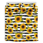 Sunflower Striped Pattern Print Duvet Cover Bedding Set
