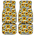 Sunflower Striped Pattern Print Front and Back Car Floor Mats