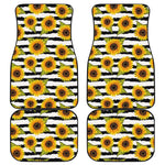 Sunflower Striped Pattern Print Front and Back Car Floor Mats