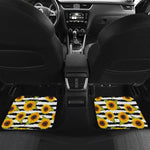 Sunflower Striped Pattern Print Front and Back Car Floor Mats