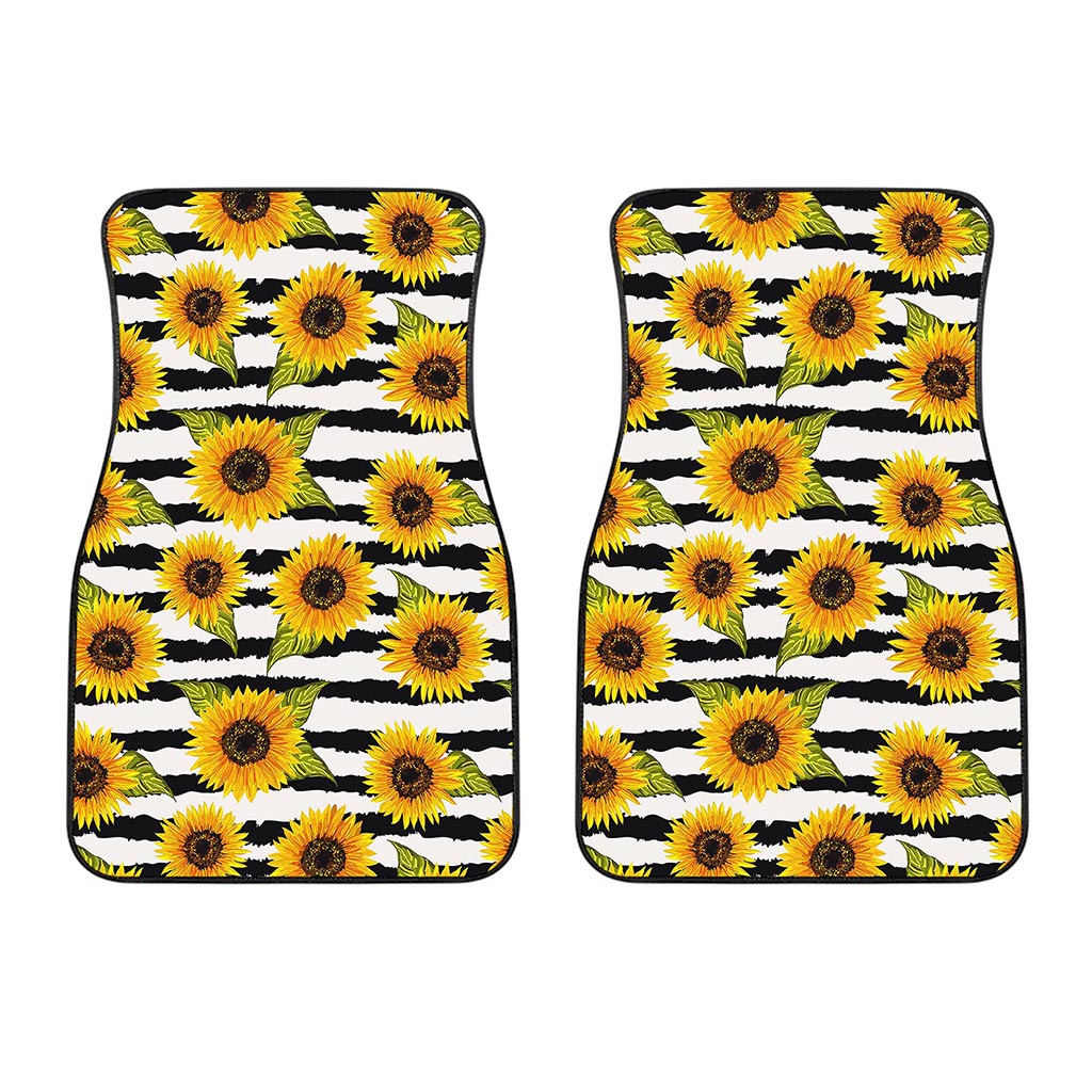 Sunflower Striped Pattern Print Front Car Floor Mats