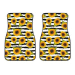 Sunflower Striped Pattern Print Front Car Floor Mats