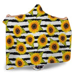 Sunflower Striped Pattern Print Hooded Blanket