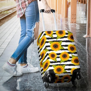 Sunflower Striped Pattern Print Luggage Cover GearFrost