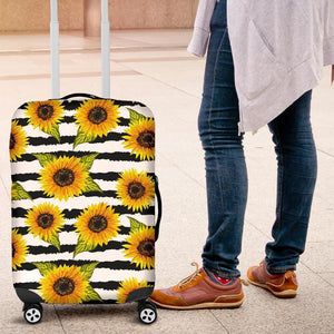 Sunflower Striped Pattern Print Luggage Cover GearFrost