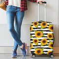 Sunflower Striped Pattern Print Luggage Cover