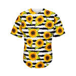 Sunflower Striped Pattern Print Men's Baseball Jersey