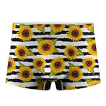 Sunflower Striped Pattern Print Men's Boxer Briefs