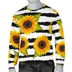 Sunflower Striped Pattern Print Men's Crewneck Sweatshirt GearFrost