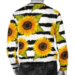 Sunflower Striped Pattern Print Men's Crewneck Sweatshirt GearFrost