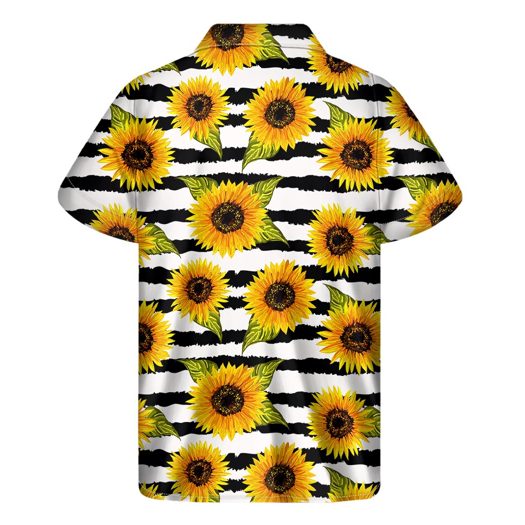 Sunflower Striped Pattern Print Men's Short Sleeve Shirt