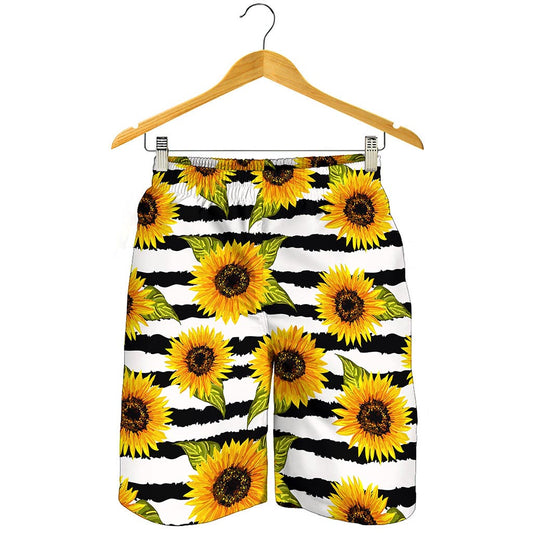 Sunflower Striped Pattern Print Men's Shorts