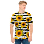 Sunflower Striped Pattern Print Men's T-Shirt